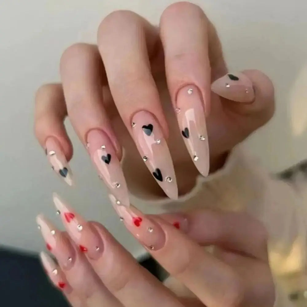 Long Stiletto French Fake Nails-3